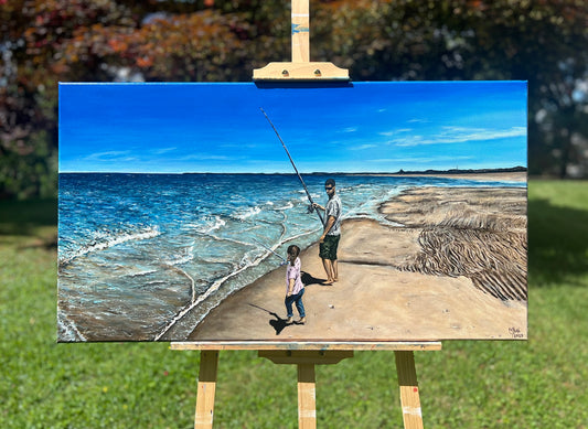 Custom daddy-daughter beach portrait 20x30