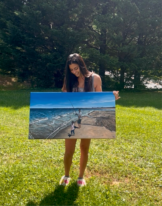 Custom daddy-daughter beach portrait 20x30