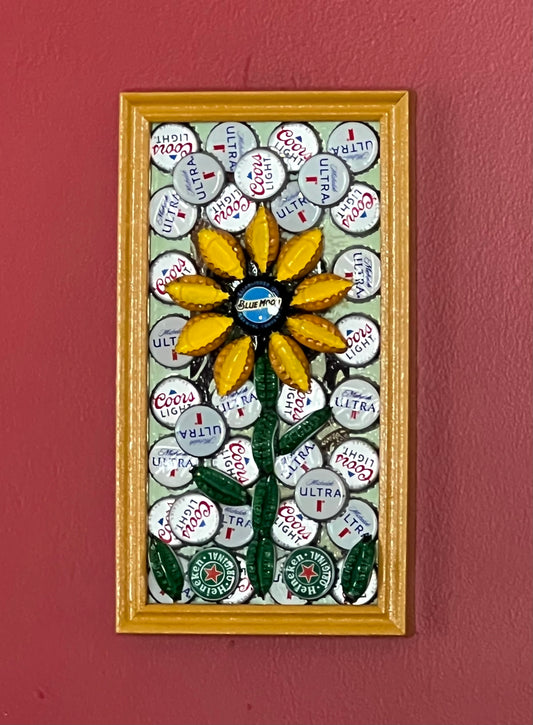 6x11 flower bottlecap art