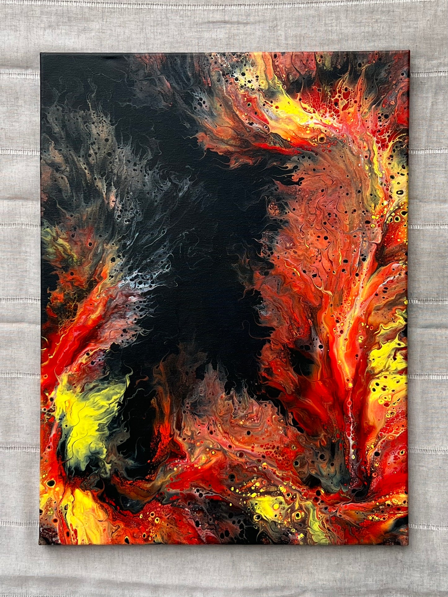 "Fire" 18x24 Acrylic Pour