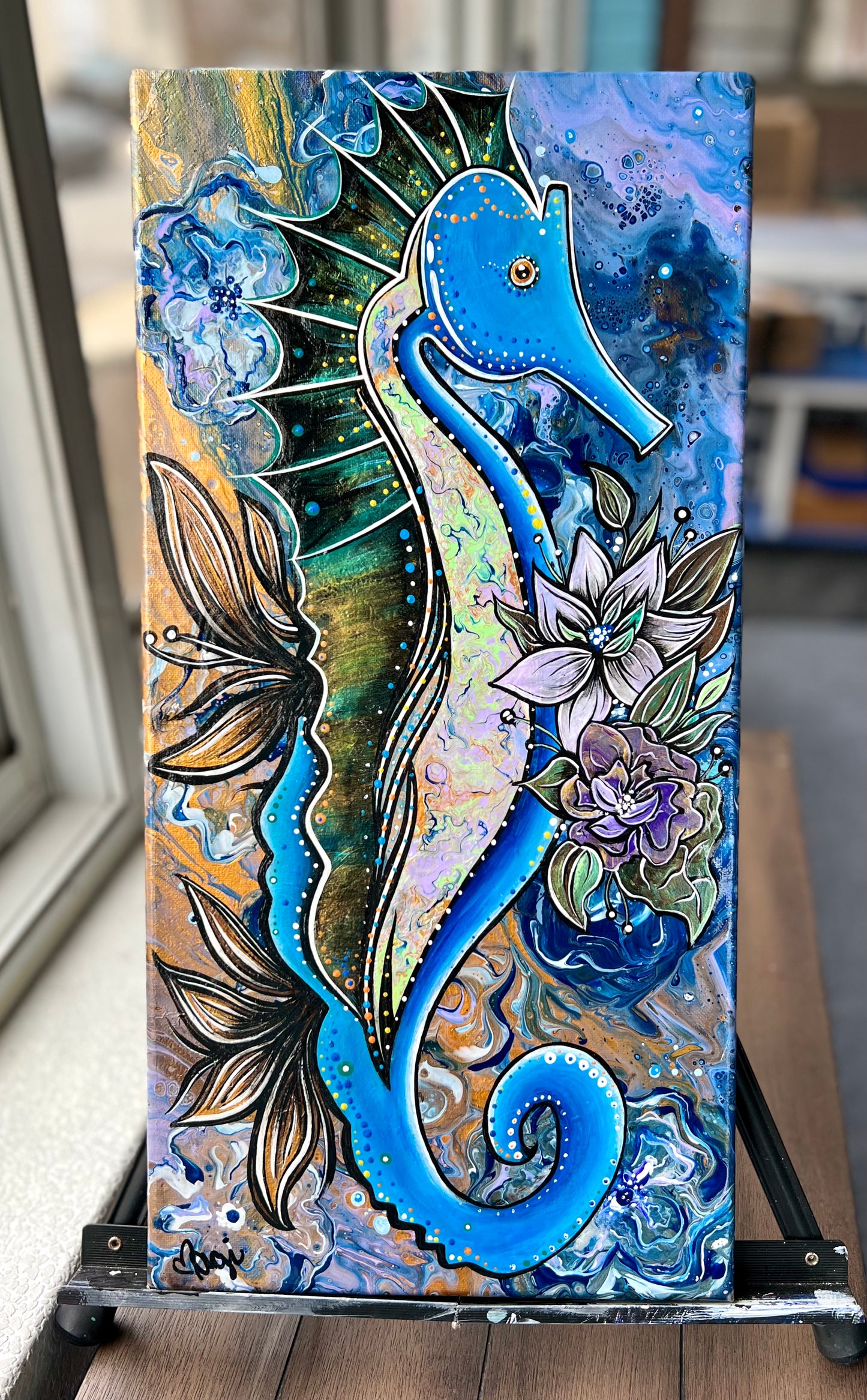 Floral Seahorse 10x20