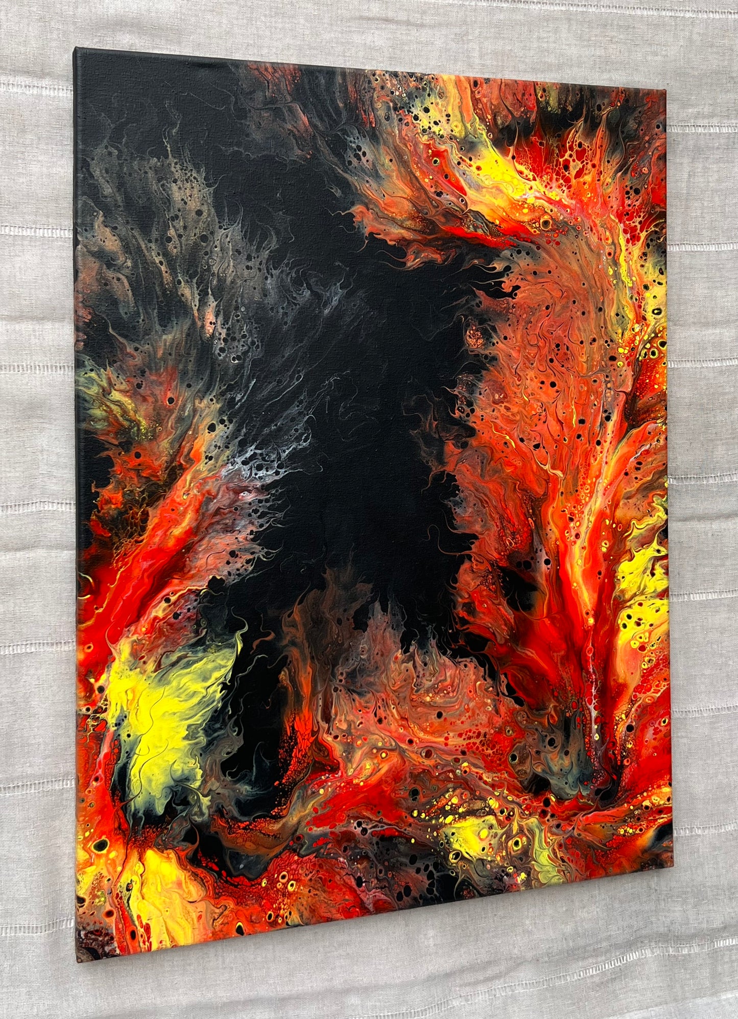 "Fire" 18x24 Acrylic Pour