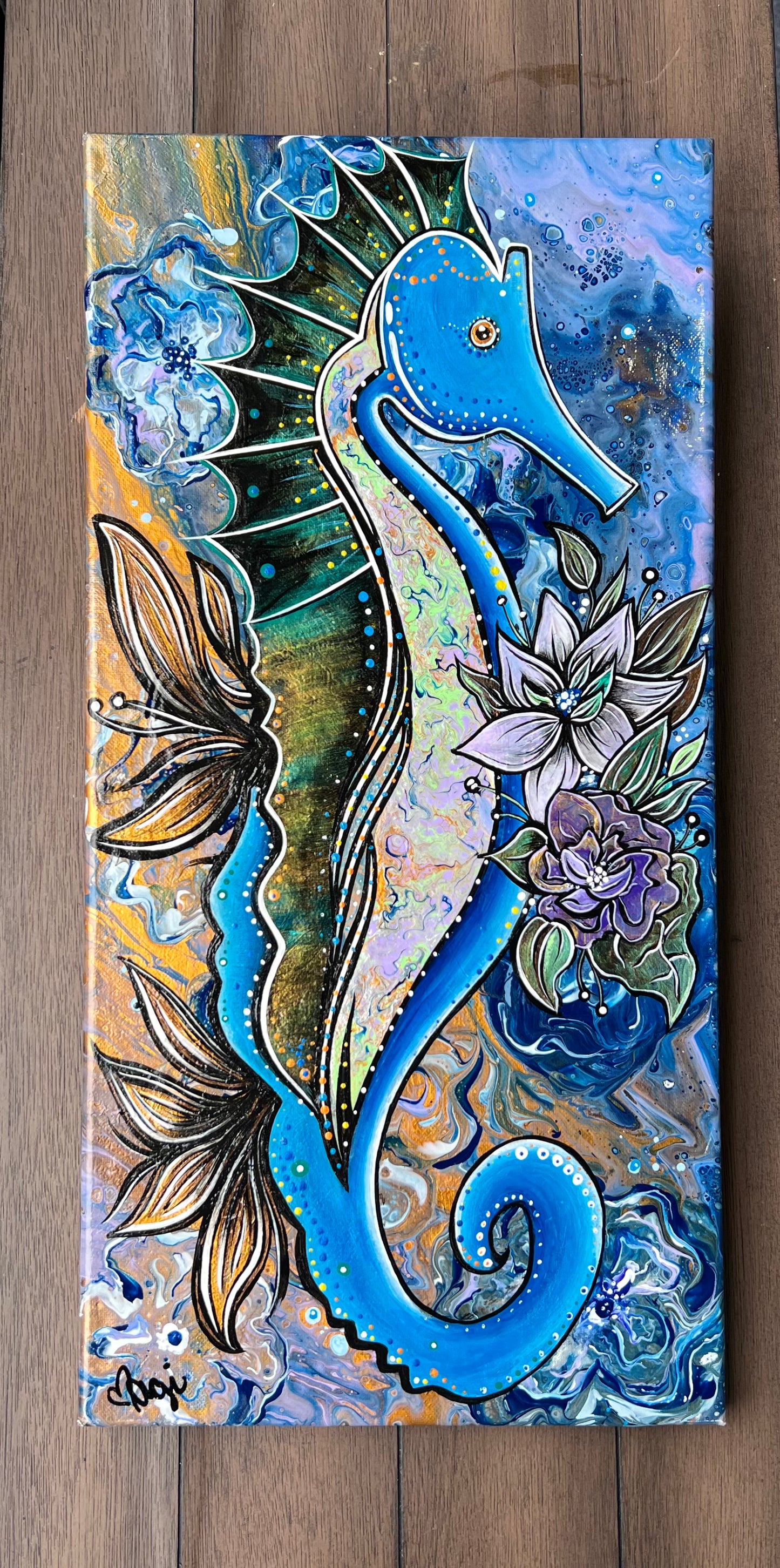 Floral Seahorse 10x20