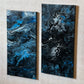 Metallic Blue/Black" Acrylic Pour (2) 10x20